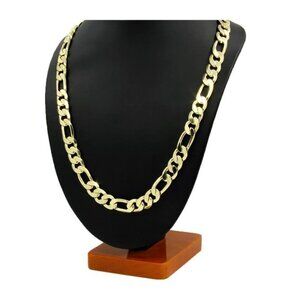 14k Gold Plated Figaro Link Chain Necklace Stylish Unisex Jewelry 18 Inc 6mm